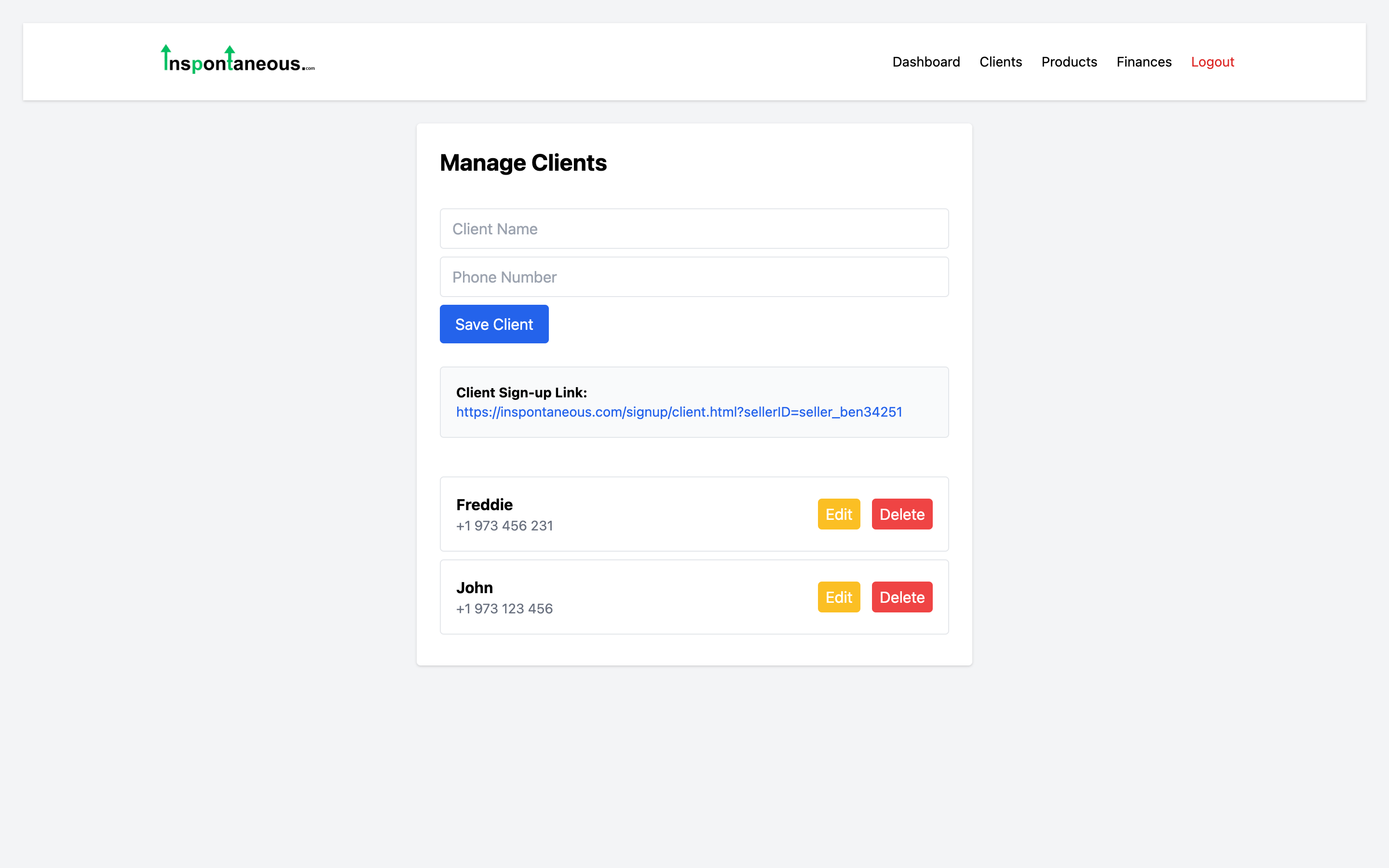 Clients Screenshot