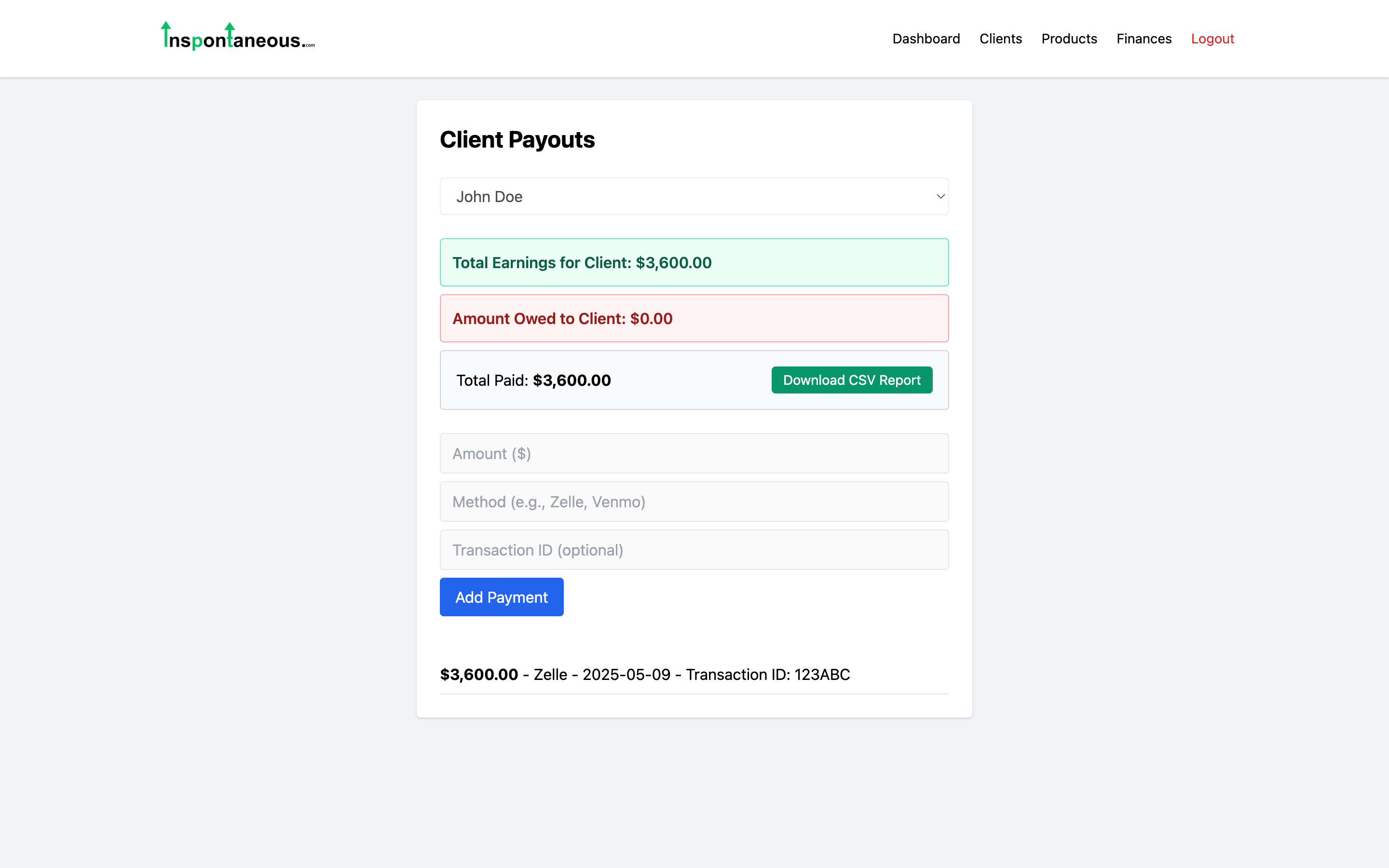 Finances Screenshot