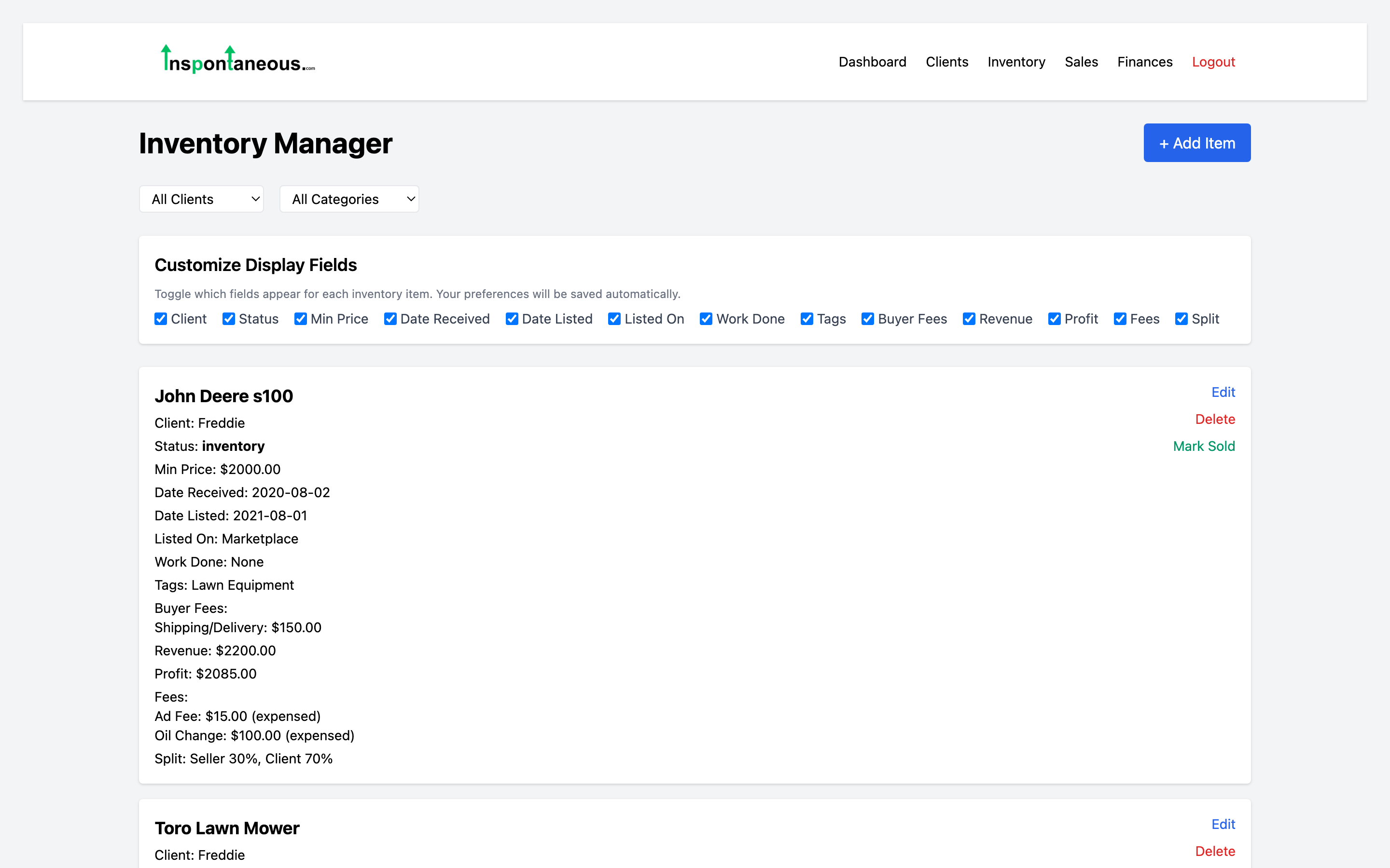 Inventory management board