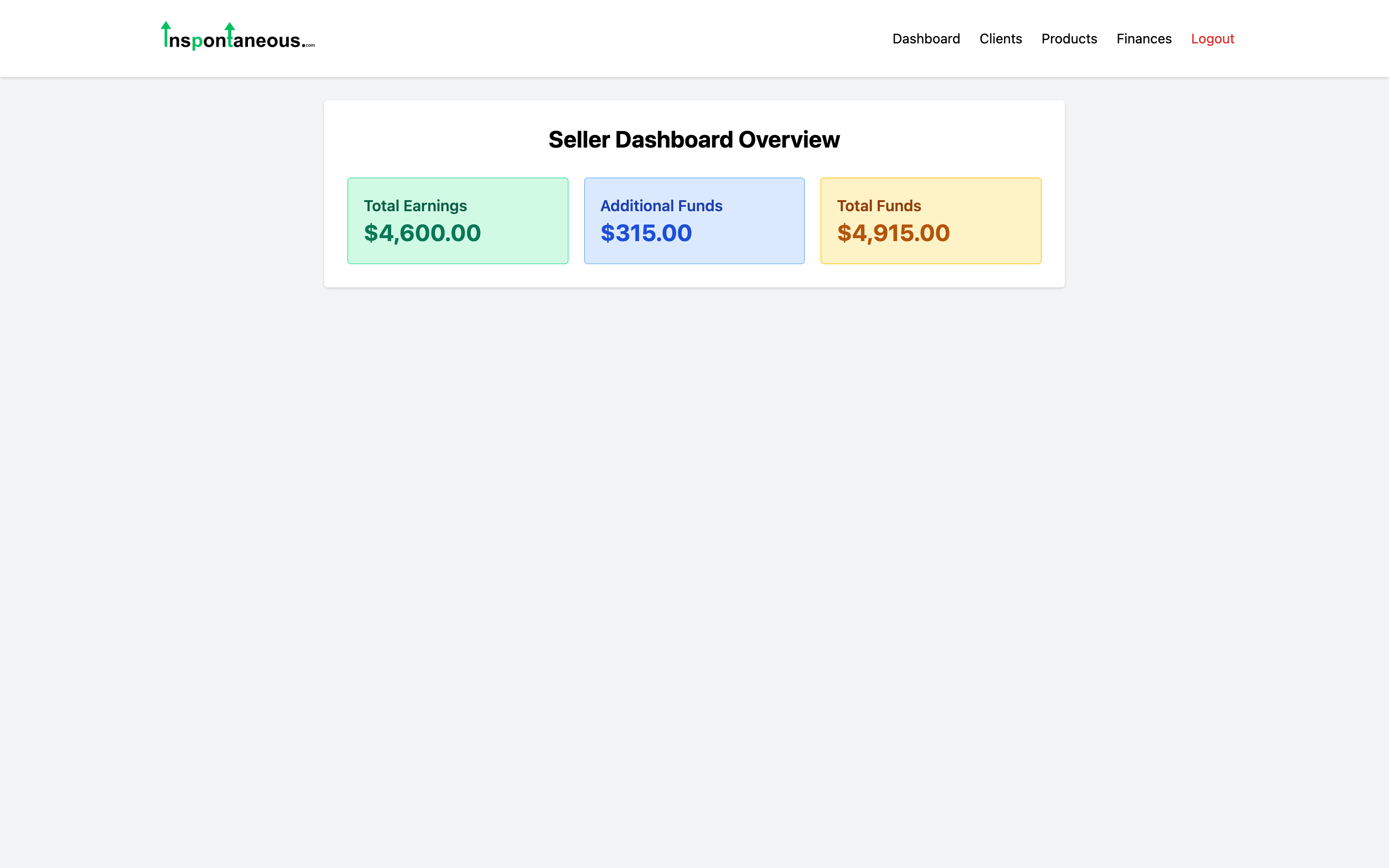 Seller Dashboard Screenshot